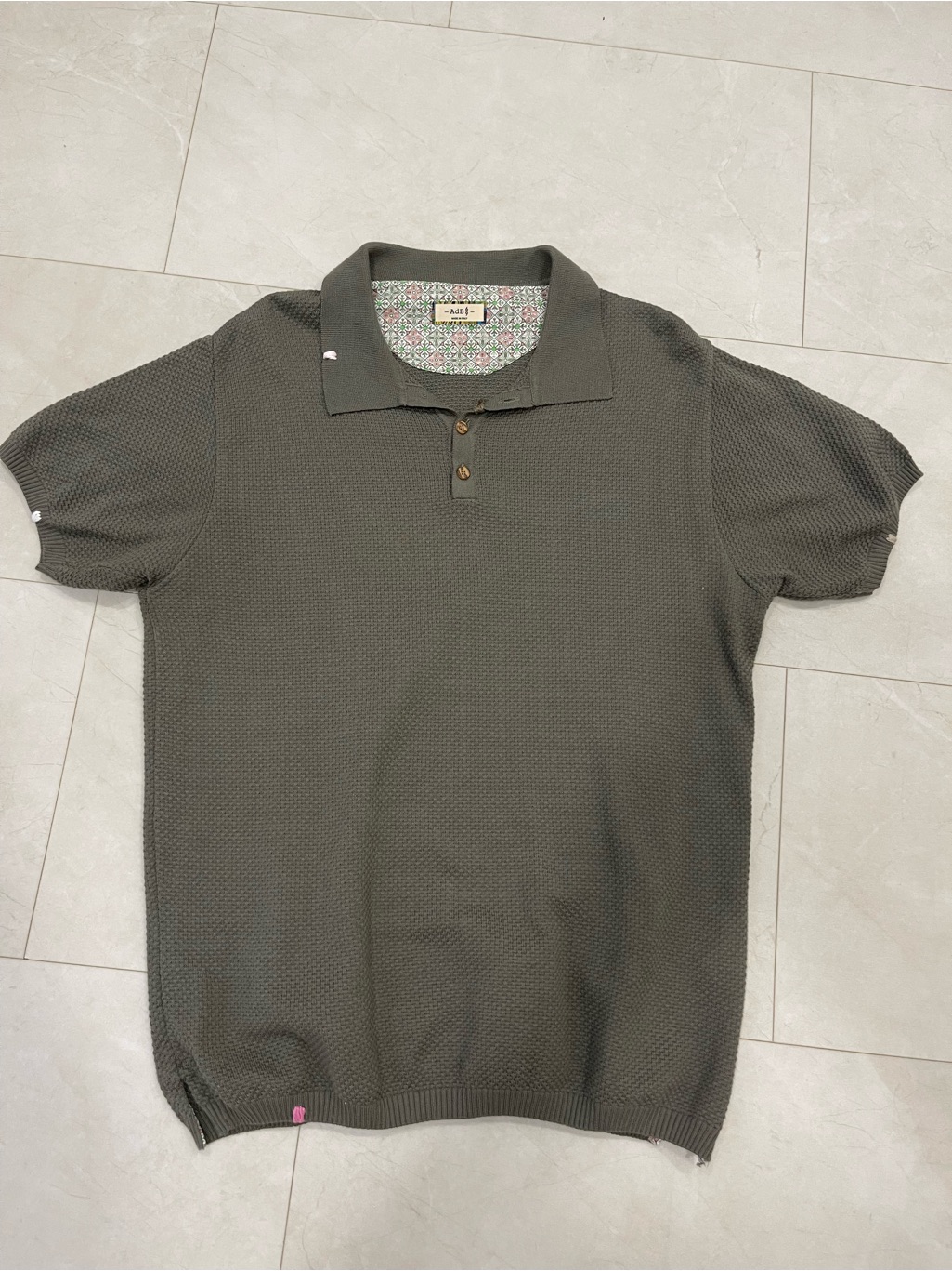 Adb 6/9 (Andy Don B) Textured Knit Polo Shirt, Made In Italy